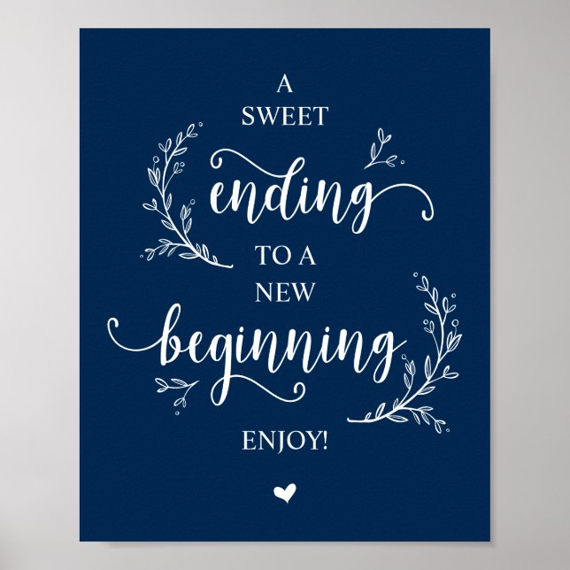 Rustic Vines, Navy Blue , Wedding Party Dessert Poster (Front)