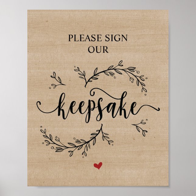 Rustic Vines, please sign our keepsake sign (Front)