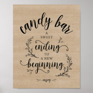 Rustic Vines Wedding Candy Bar sign