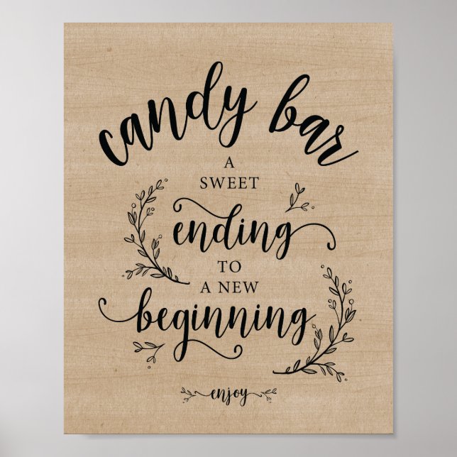 Rustic Vines Wedding Candy Bar sign (Front)