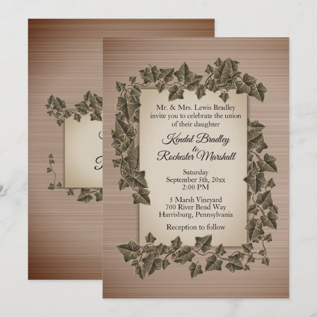 Rustic Vines Wedding Invitation (Front/Back)