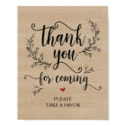 Rustic Vines Wedding Thank you Take favour sign