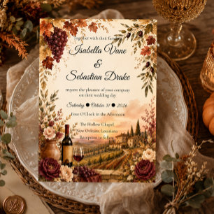 Rustic Vineyard Autumn Elegance Wedding Invitation