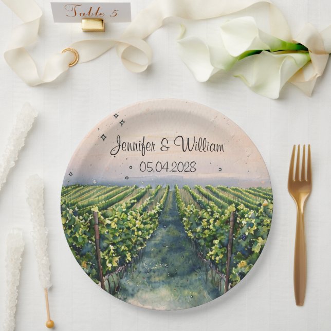 Rustic Vineyard Destination Italy Wedding   Paper Plate (Wedding)