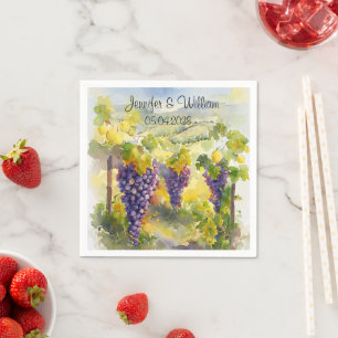 Rustic Vineyard Grapes Lemons Italy Wedding   Napkin