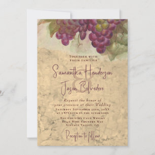 Rustic Vineyard Watercolor Elegant Wedding Invitation