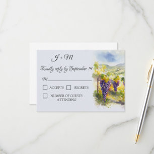 Rustic Vineyard Watercolor Grapes Lemons RSVP Card