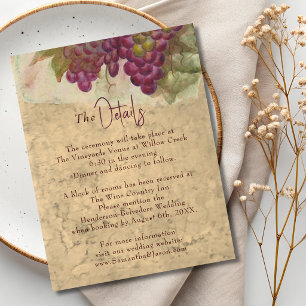 Rustic Vineyard Wedding Details Enclosure Card