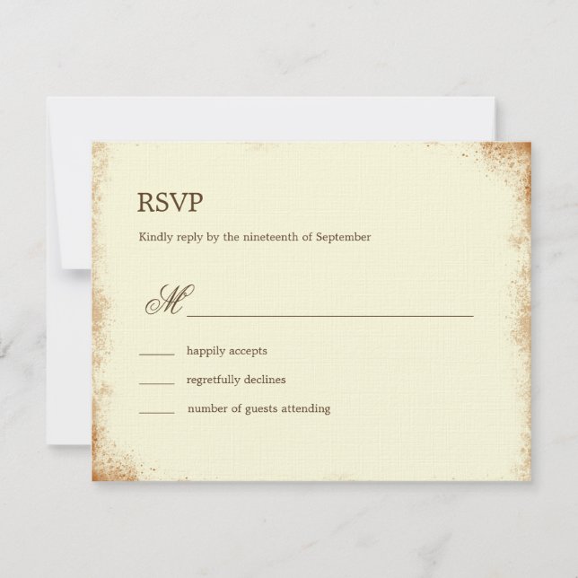 Rustic Vineyard Wedding RSVP Card - Brown (Front)