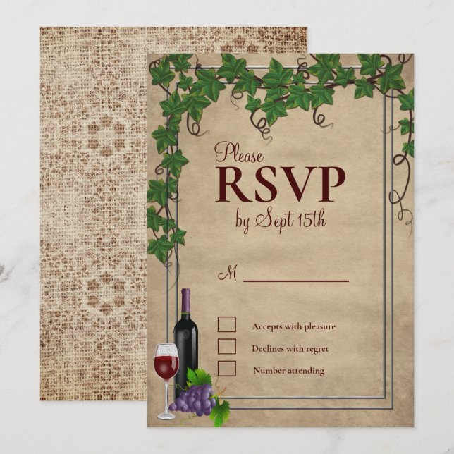 Rustic Vineyard Wedding RSVP Invitation (Front/Back)