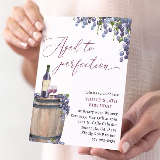 Rustic Vineyard Wine Birthday, Aged To Perfection Invitation (Creator Uploaded)