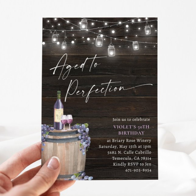 Rustic Vineyard Wine Birthday, Aged To Perfection Invitation (Creator Uploaded)