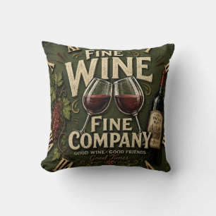 Rustic Vineyard Wine Lover Throw Pillow