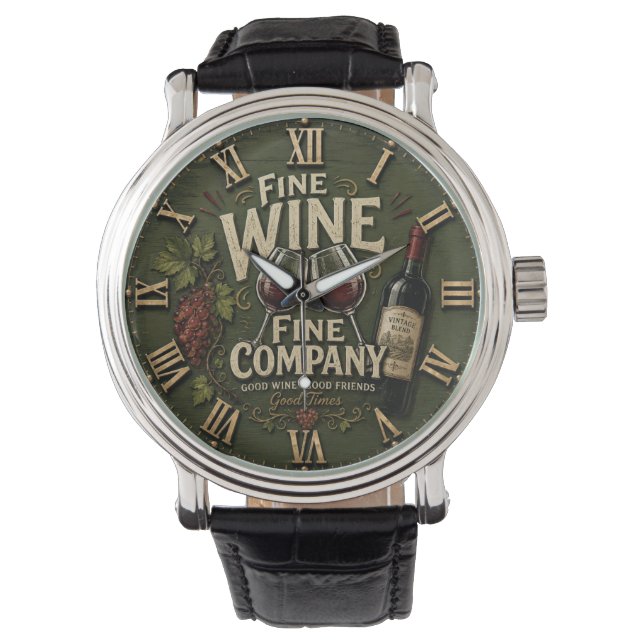 Rustic Vineyard Wine Lover Watch (Front)