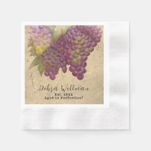 Rustic Vineyard Wine Themed Milestone Birthday Napkin