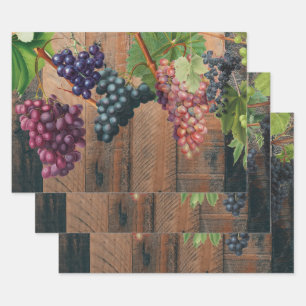 Rustic Vineyard Wood & Grapes  Wrapping Paper Sheet