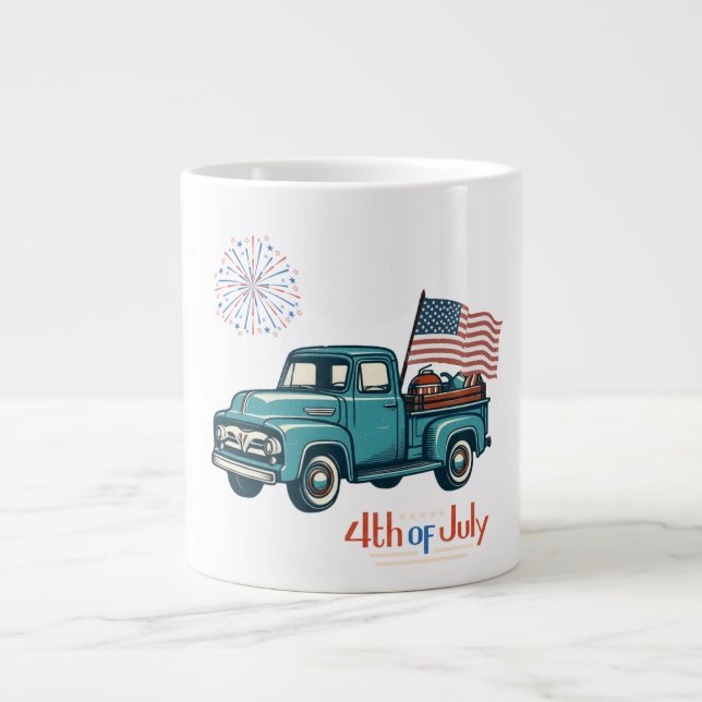 Rustic/vintage 4th of July  Large Coffee Mug (Front)