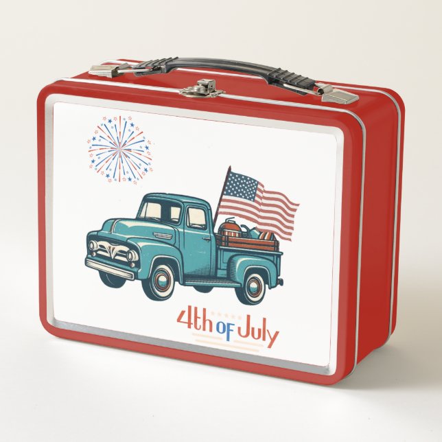 Rustic/vintage 4th of July  Metal Lunch Box (Front)