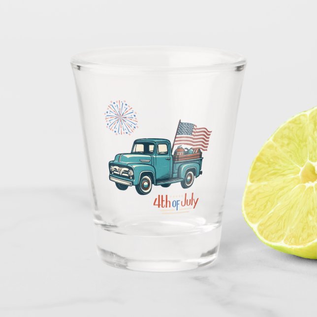 Rustic/vintage 4th of July  Shot Glass (Front)
