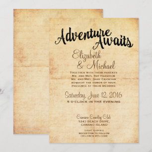 Rustic Vintage Adventure Travel Wedding Invitation