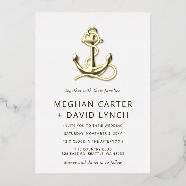 Rustic Vintage Anchor Nautical Wedding  (Front)