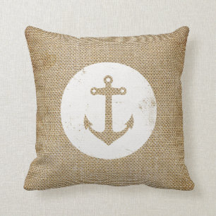 Rustic vintage anchor throw pillow