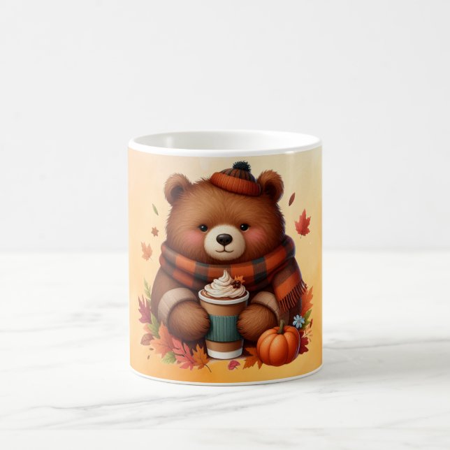 Rustic/vintage autumn bear coffee mug (Center)