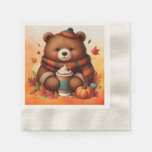 Rustic/vintage autumn bear napkin