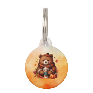 Rustic/vintage autumn bear pet tag