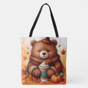 Rustic/vintage autumn bear tote bag
