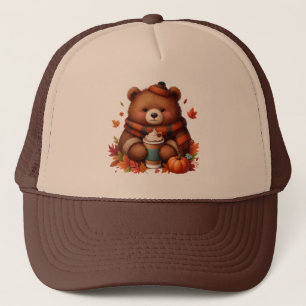 Rustic/vintage autumn bear trucker hat
