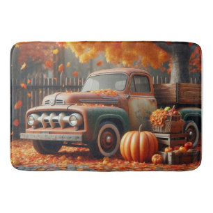 Rustic/vintage autumn farm truck bath mat