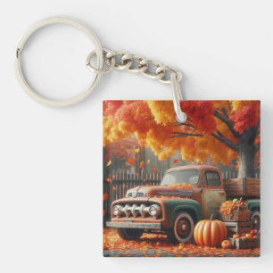 Rustic/vintage autumn farm truck keychain