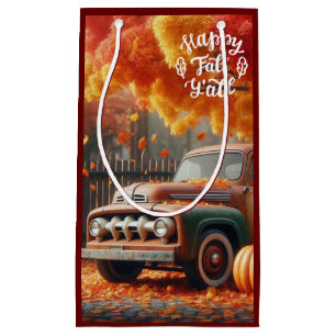 Rustic/vintage autumn farm truck small gift bag