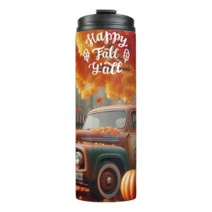 Rustic/vintage autumn farm truck thermal tumbler