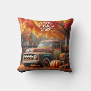 Rustic/vintage autumn farm truck  throw pillow
