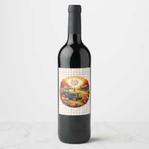 Rustic/vintage autumn on the farm wine label