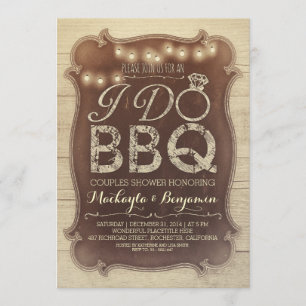 rustic vintage BBQ couples shower invitation