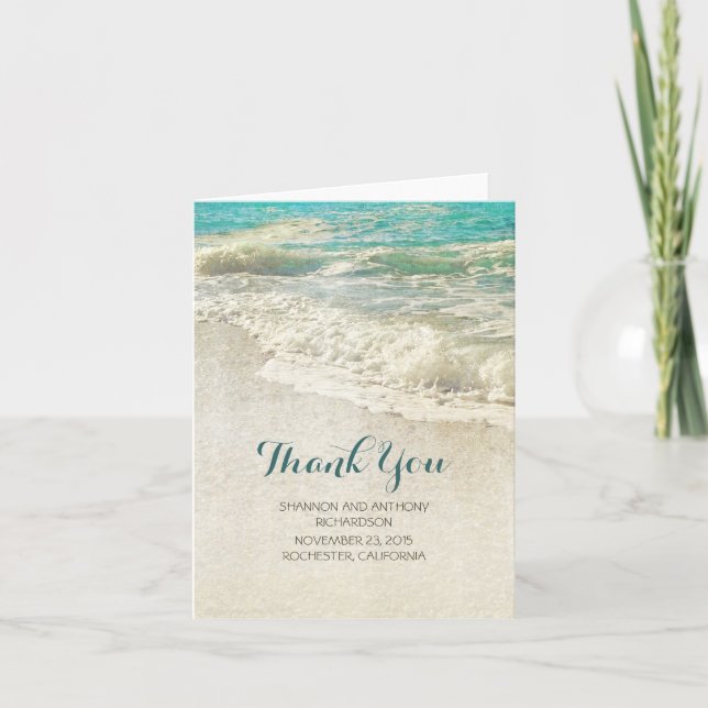 rustic vintage beach wedding thank you cards (Front)