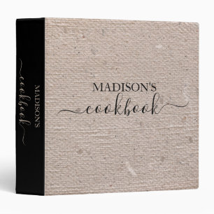 Rustic Vintage Beige Paper Minimalist Cookbook Binder