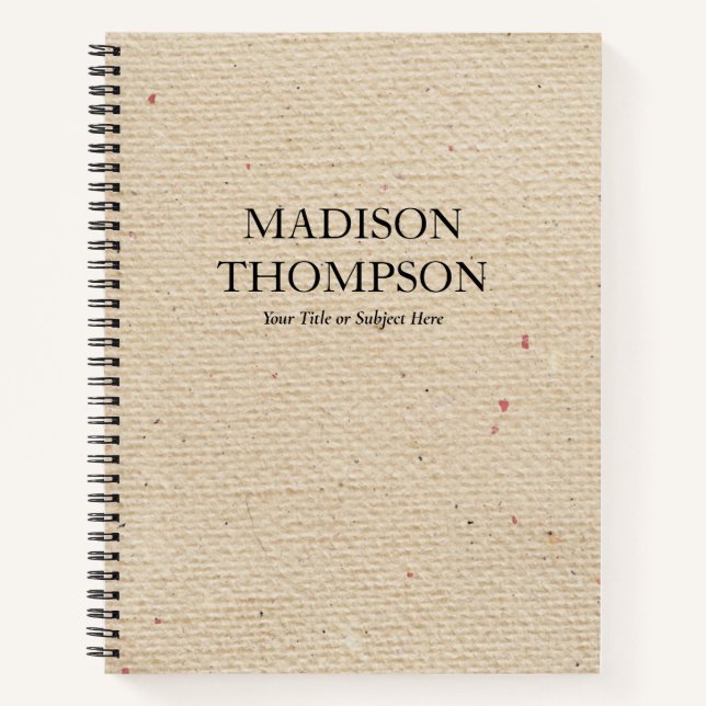 Rustic Vintage Beige Paper Modern & Old Fashioned Notebook (Front)