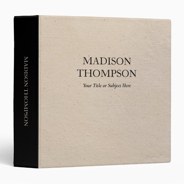 Rustic Vintage Beige Paper Simple Professional  Binder (Front/Spine)