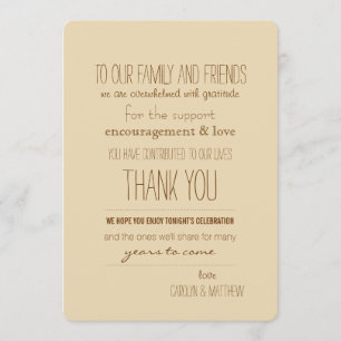 Rustic   Vintage  Beige Wedding Thank You Card