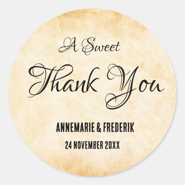 Rustic Vintage Black Parchment Classic Round Sticker (Front)