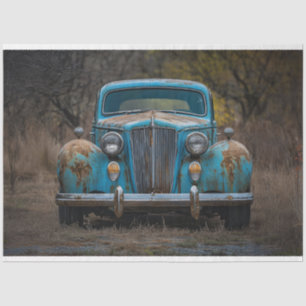Rustic Vintage Blue Car Decoupage Tissue Paper
