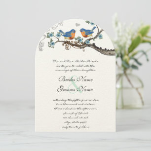 Rustic Vintage Bluebirds Wedding Invitations