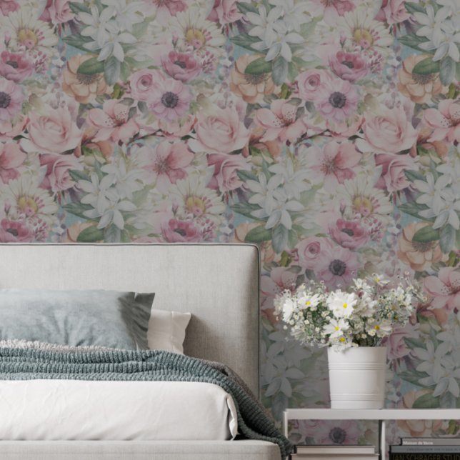 Rustic Vintage Blush Pink Floral Pattern  Wallpaper (Creator Uploaded)