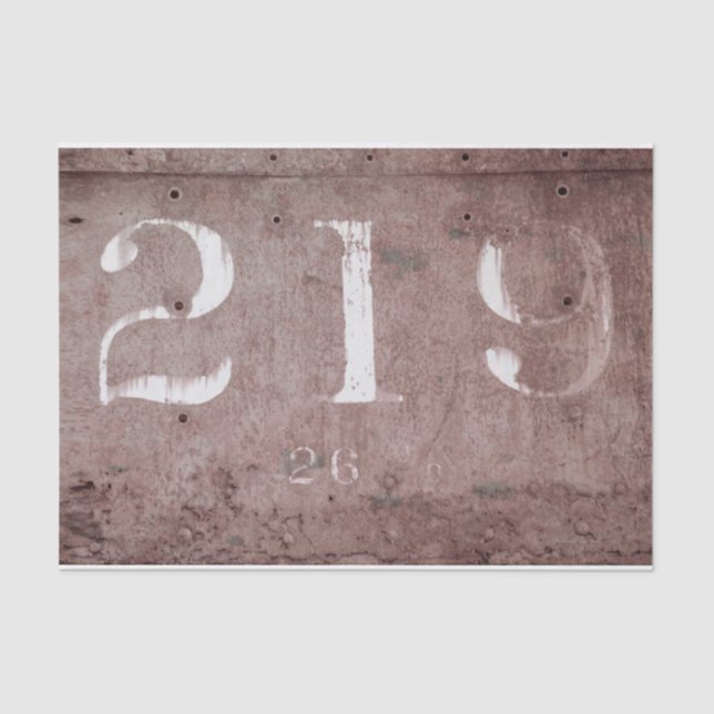 Rustic Vintage Brown Texture Train Numbers Tissue Paper (Front)