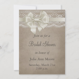 Rustic Vintage Burlap & Lace Bridal Shower Invitation