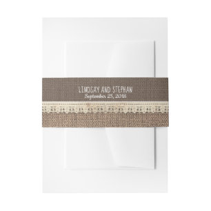Rustic Vintage Burlap Lace Wedding Invitation Belly Band